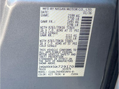 2016 Nissan Frontier Crew Cab SV Pickup 4D 5 ft